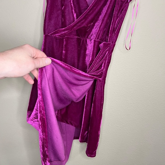 Parisian Works Asymmetrical Dress in Deep Magenta - Picture 4 of 9